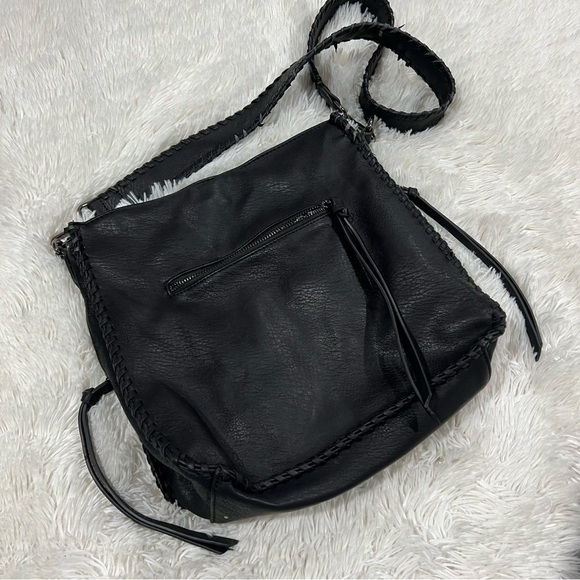 Antik Kraft Handbags - Antifa Kraft Black Vegan Leather crossbody hobo purse EUC